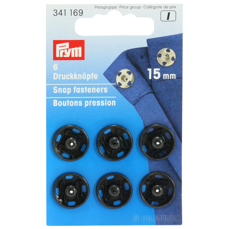 Prym sew on snap-buttons 15mm | 01-black