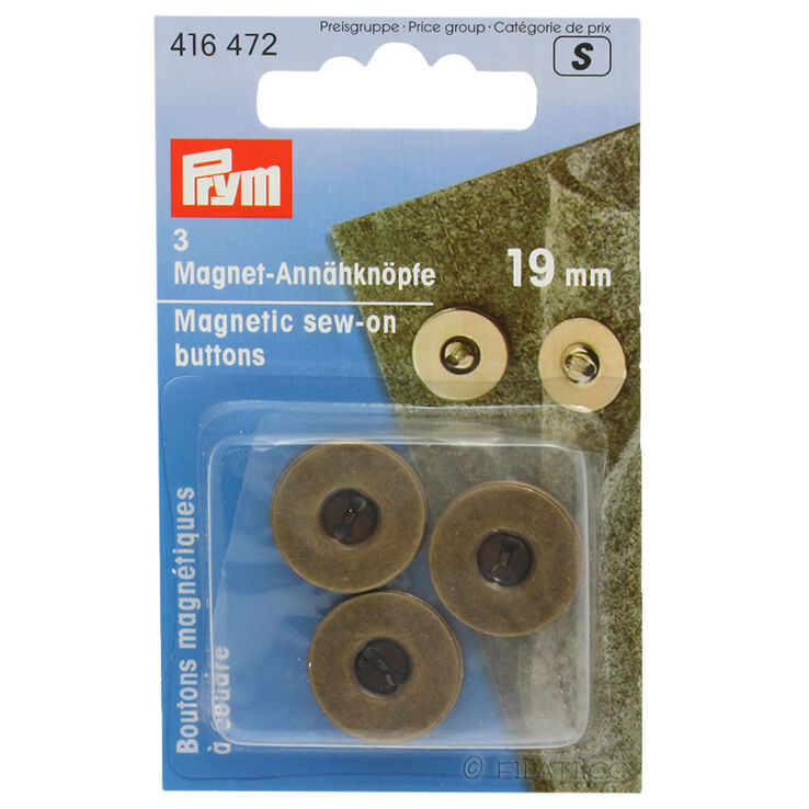 Prym Magnetic sew-on buttons 19mm | 472-antique brass