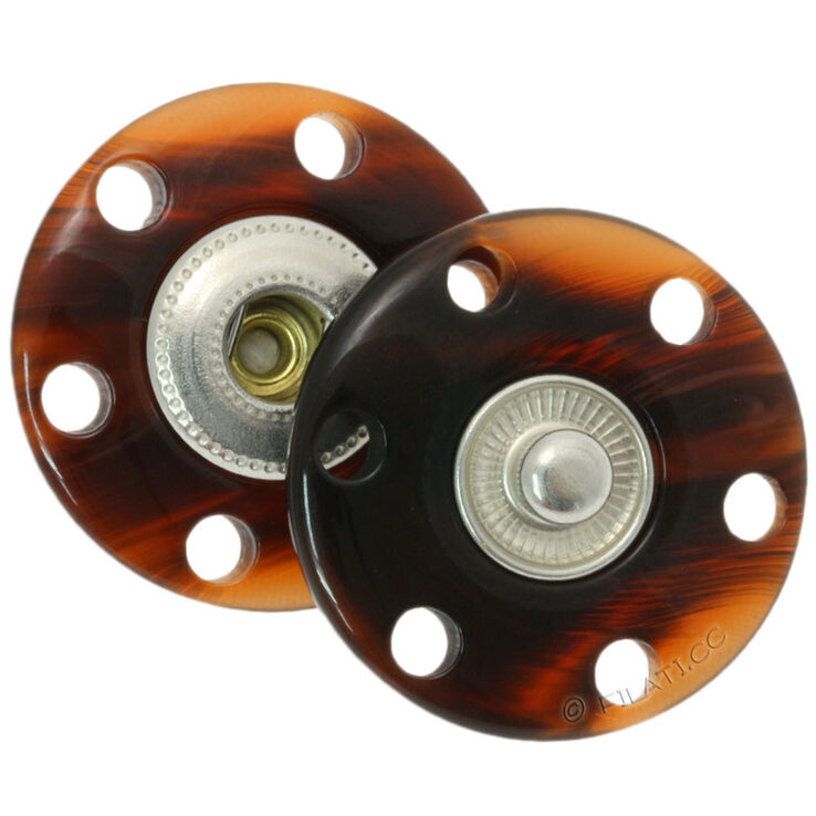 Union Knopf Sew on push button 25mm | 22-light brown mottled/dark brown mottled