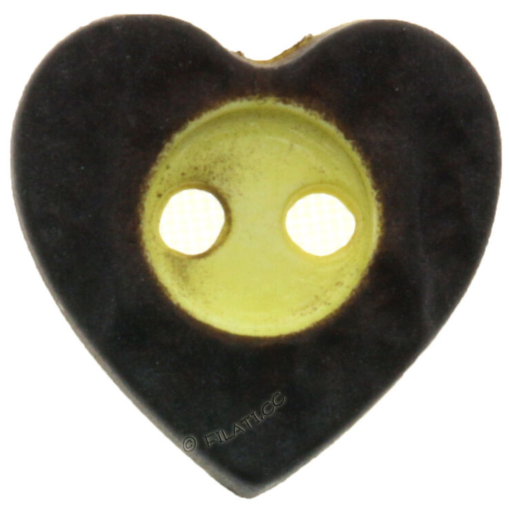Union Knopf Traditional button heart 2-hole 16mm | 20-dark brown/yellow