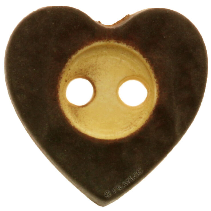 Union Knopf Traditional button heart 2-hole 12mm | 20-brown