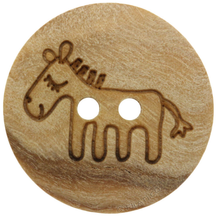 Union Knopf Children's button wood 2-hole 15mm | 090-horse motif