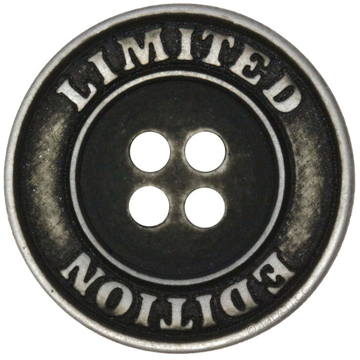 Union Knopf Button 4-hole 15mm | 7882-dark gray/silver