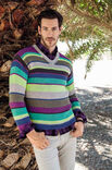 Lana Grossa MEN'S STRIPED V-NECK SWEATER Elastico