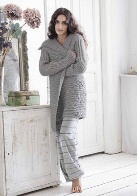 COAT IN CABLE AND RIB PATTERN Alta Moda Alpaca from Lana Grossa