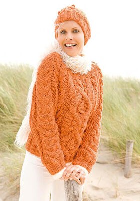 Cable Sweater + Hat MILLE II from Lana Grossa