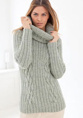 Rib/Cable Sweater ALTA MODA ALPACA from Lana Grossa