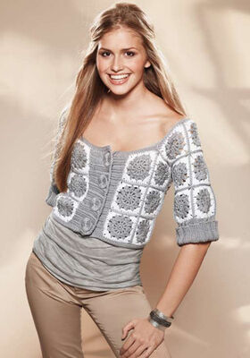 SHORT JACKET WITH CROCHET MOTIFS Organico from Lana Grossa