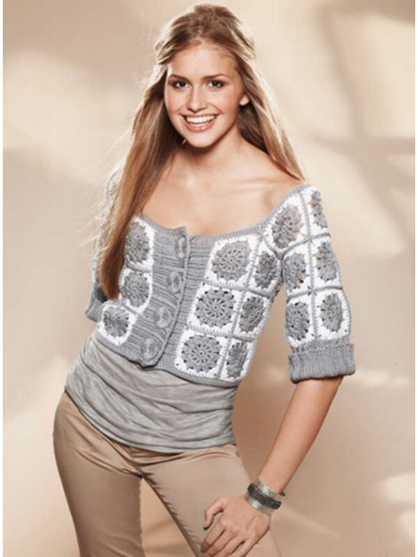 Lana Grossa SHORT JACKET WITH CROCHET MOTIFS Organico