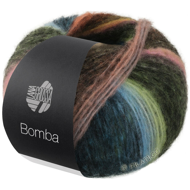 Lana Grossa BOMBA | 07-peach/white green/light green/dark green/gray petrol/gray brown/turquoise blue
