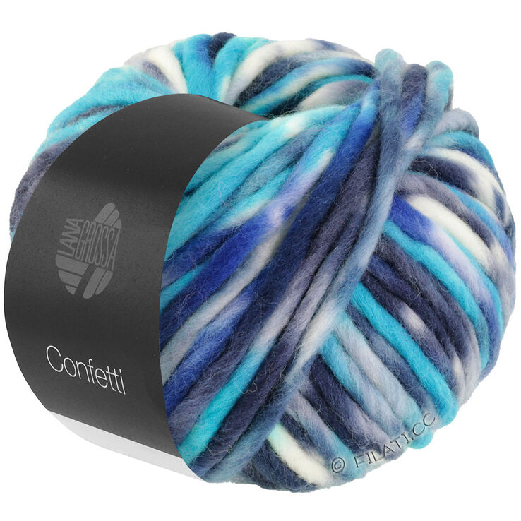Lana Grossa CONFETTI Print | 01-turquoise/navy/night blue/jeans/white