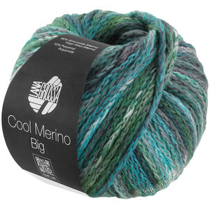Lana Grossa COOL MERINO Big Color | 409-dark green/petrol/sea green/gray green/gray/white