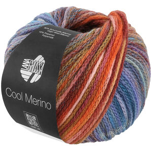 Lana Grossa COOL MERINO Color | 317-dark red/gray brown/gray purple/navy/turquoise blue/gray blue/rose/orange