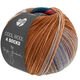 Lana Grossa COOL WOOL 4 SOCKS PRINT II | 7798-gray brown/dark jeans/gray brown/violet blue/hazelnut brown/amarena red