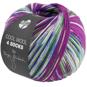 Lana Grossa COOL WOOL 4 SOCKS PRINT III | 7207-viola/green/dark blue/white/light blue