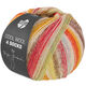 Lana Grossa COOL WOOL 4 SOCKS PRINT | 7770-apricot/orange/cream/subtle blue/raspberry red/ochre brown/yellow/yellow green/gray brown