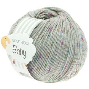 Lana Grossa COOL WOOL Baby Uni/Print 50g | 358-light gray/orange/green/cyclamen