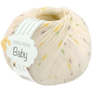 Lana Grossa COOL WOOL Baby Uni/Print 50g | 368-white/citrus yellow/light gray/light green