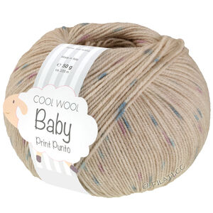 Lana Grossa COOL WOOL Baby Uni/Print 50g | 371-light beige/turquoise/purple