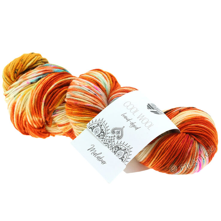 Lana Grossa COOL WOOL Hand-dyed | 101-rust/orange/raw white/yellow/pink/green