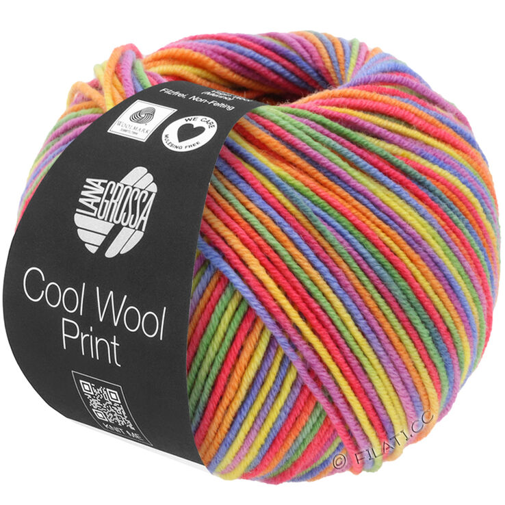 Lana Grossa COOL WOOL Print | 703-purple/green/raspberry/orange/yellow/blue