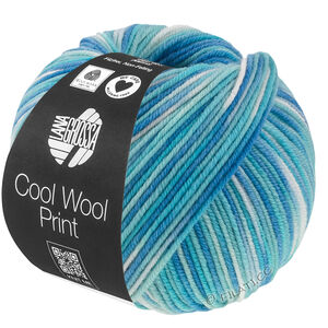 Lana Grossa COOL WOOL  Print | 844-turquoise/light blue/azure blue/raw white