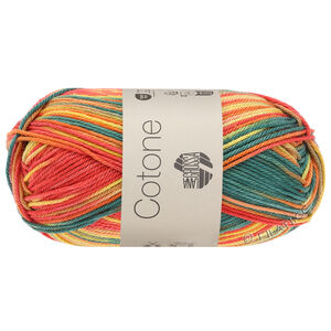 Lana Grossa COTONE  Print/Spray/Mouliné | 344-dark green/rust/yellow/red