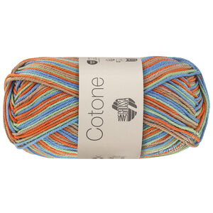 Lana Grossa COTONE  Print/Spray/Mouliné | 370-mandarin/gray beige/mint green/turquoise