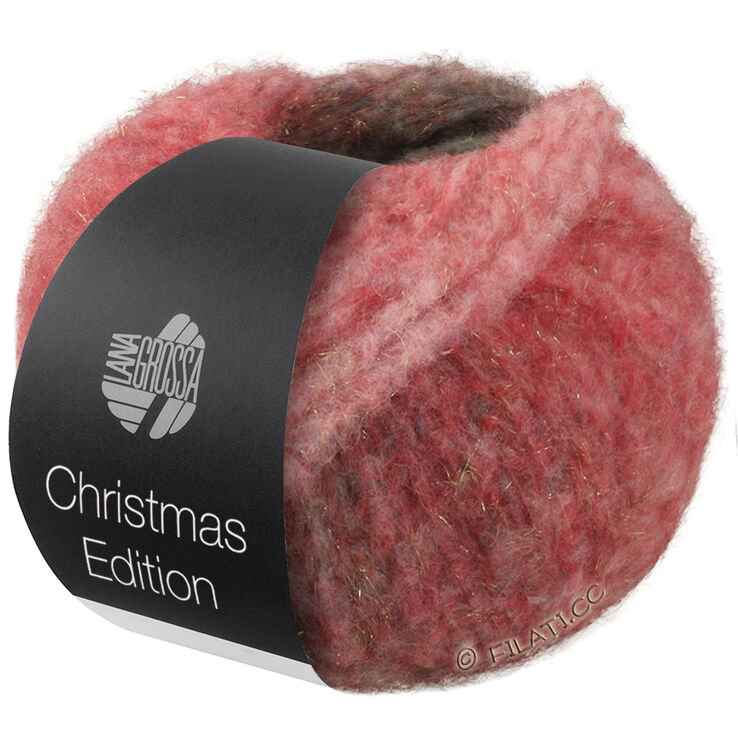 Lana Grossa GIGANTE (Christmas Edition Lurex) | 999-gray/white gray/ecru/White red/berry striped