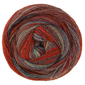 Lana Grossa GOMITOLO GALA | 4045-dark red/gray red/turquoise/petrol/gray blue/beige/gray brown