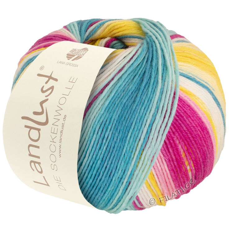 Lana Grossa LANDLUST DIE SOCKENWOLLE 150g 6-Ply | 911-fuchsia/raspberry/yellow/ecru/jade