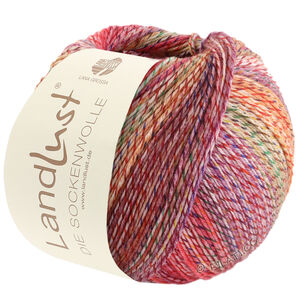 Lana Grossa LANDLUST DIE SOCKENWOLLE PRINT | 211-wine red/cherry red/lilac/mauve/yellow/green/dark green/navy mottled