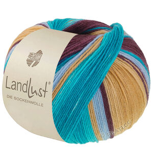 Lana Grossa LANDLUST DIE SOCKENWOLLE | 134-light blue/sand yellow/turquoise/petrol/blackberry striped