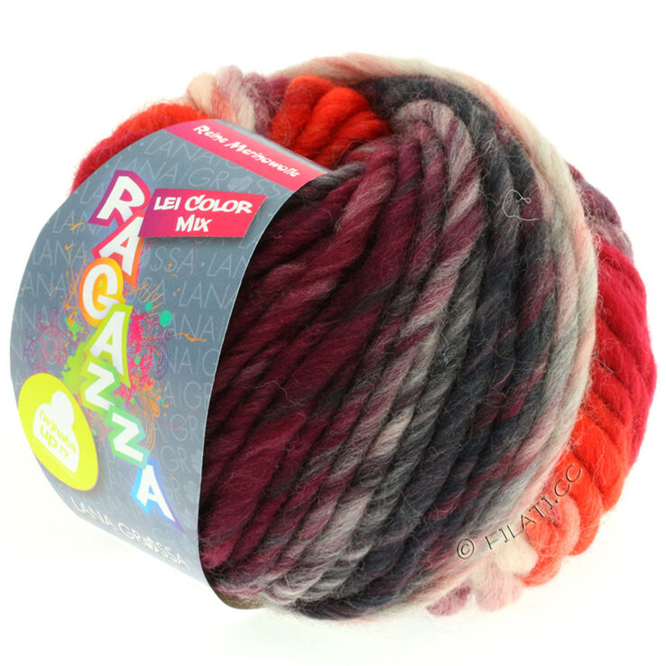 Lana Grossa LEI Mouliné/Color Mix/Spray (finishing colors) | 153-dark gray/red/rose