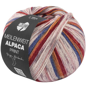Lana Grossa MEILENWEIT 6-FACH 150g Alpaca Print | 1112-dark blue/ochre brown/dark red/white/antique pink/light gray