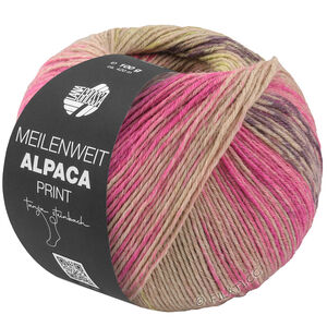 Lana Grossa MEILENWEIT 6-FACH 150g Alpaca Print | 1201-pink/rose/eggplant/beige/mustard/dark brown