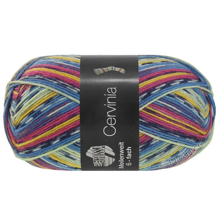 Lana Grossa MEILENWEIT 6-FACH 150g CERVINIA | 9754-dark fuchsia/dark blue/white/blue/pale yellow/yolk yellow