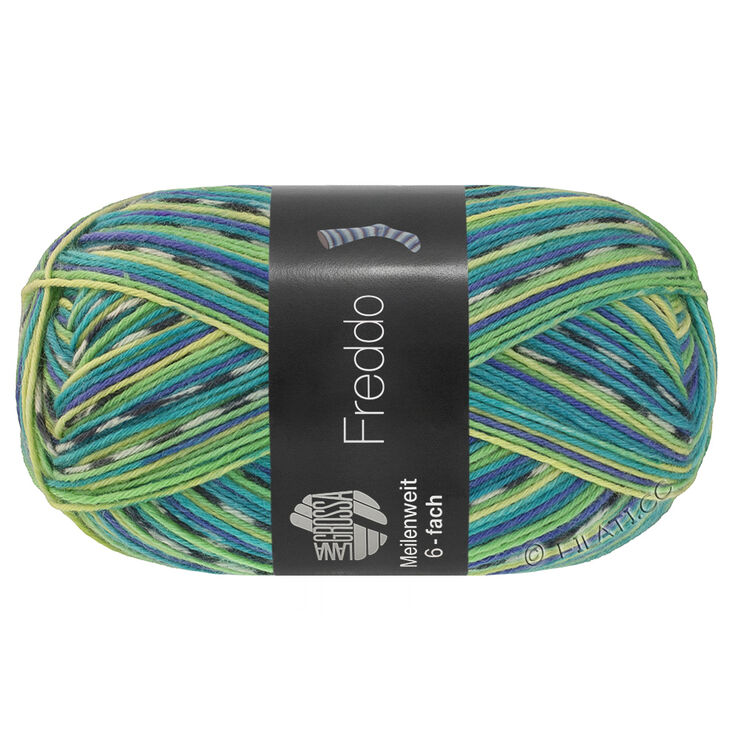 Lana Grossa MEILENWEIT 6-FACH 150g Freddo | 9736-pale green/dark gray/light gray/petrol/dark blue/white green