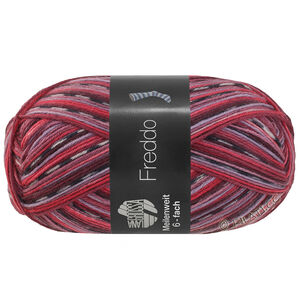 Lana Grossa MEILENWEIT 6-FACH 150g Freddo | 9740-dark gray/white/burgundy/red/gray rose/mauve