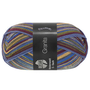 Lana Grossa MEILENWEIT 6-FACH 150g Granita | 9732-blue/dark olive/chocolate brown/jeans blue/linen yellow/dark gray
