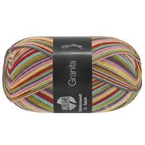 Lana Grossa MEILENWEIT 6-FACH 150g Granita | 9735-turquoise/olive/dark gray/rose/yellow/dark brown