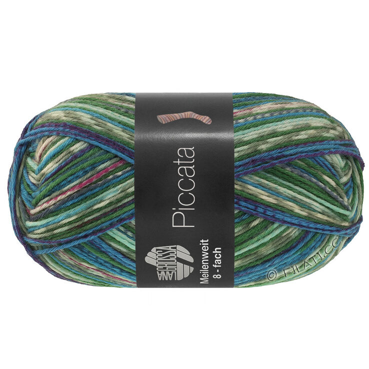 Lana Grossa MEILENWEIT 8-FACH 150g Piccata | 9996-subtle green/jade/sky blue/white/dark green/royal/blue/Violet purple/gray blue