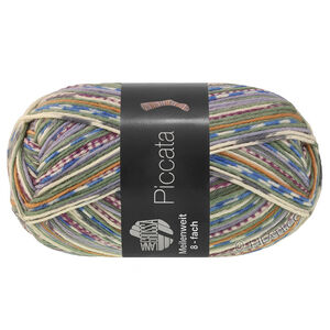 Lana Grossa MEILENWEIT 8-FACH 150g Piccata | 9999-light blue/blue/gray green/red violet/white/gray/ochre