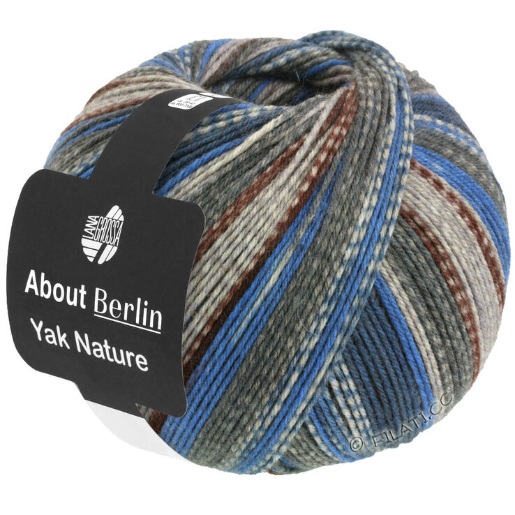 Lana Grossa MEILENWEIT 100g Yak Nature (ABOUT BERLIN) | 671-green gray/beige/dark brown/cornflower blue/dark blue/light gray mottled/dark gray mottled