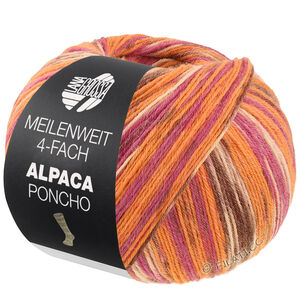 Lana Grossa MEILENWEIT 100g Alpaca Poncho | 2723-orange/fuchsia/cream/heather/brown