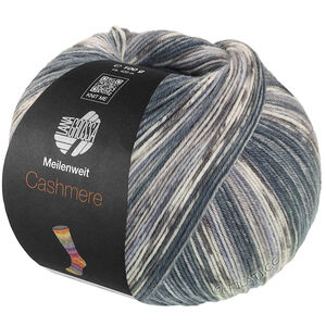 Lana Grossa MEILENWEIT 100g Cashmere Pista | 143-steel gray/dark gray/light gray/mouse gray/pastel blue striped