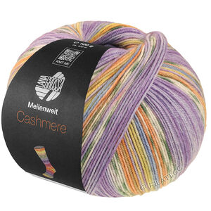 Lana Grossa MEILENWEIT 100g Cashmere Pista | 145-purple/purple/white/gray green/orange/sky blue/citrus yellow striped