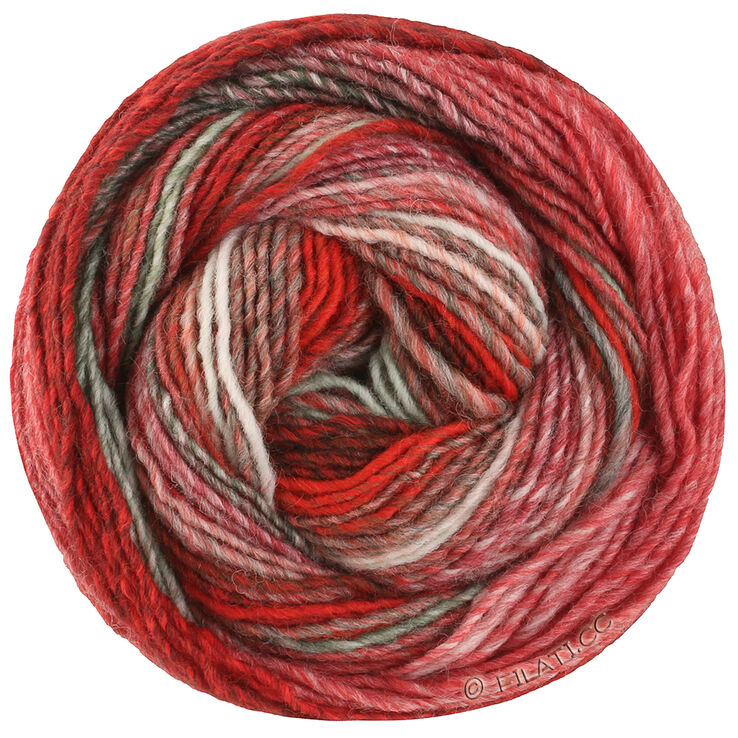 Lana Grossa GOMITOLO (Christmas Edition) | 119-gray red/White red/ecru/dark green/gray green/Greenish red/dark red/jade/red striped