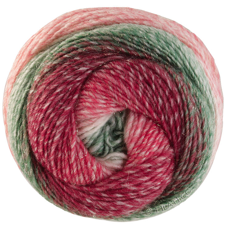Lana Grossa GOMITOLO (Christmas Edition Lurex) | 118-gray green/white green/ecru/red/dark red/blackberry/White red striped