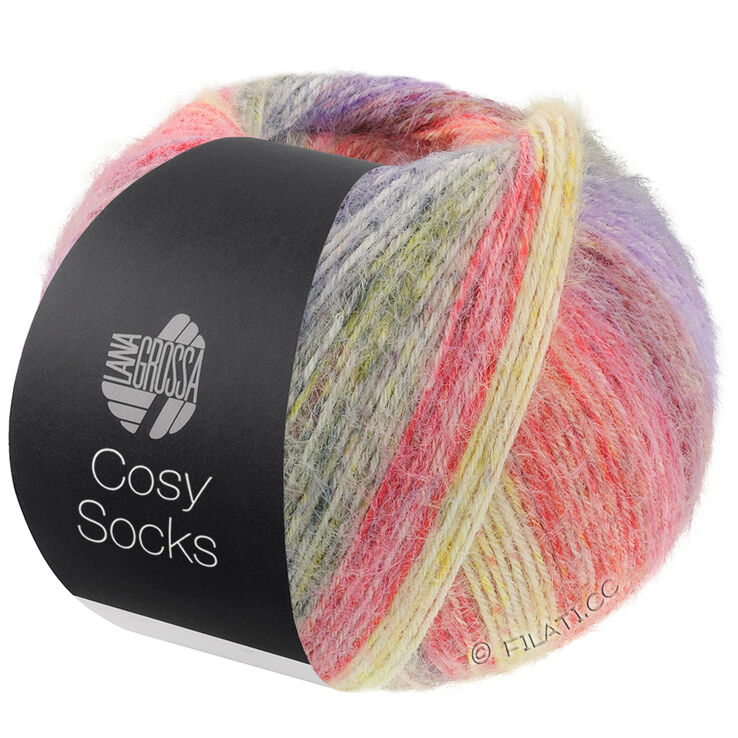 Lana Grossa MEILENWEIT 100g Cosy Socks Dream | 251-terracotta/mustard/dark gray/blue violet/purple/dark red/red